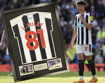 Newcastle United FC Shirt Framed Signed By Lewis Miley Limited Edition 1/100