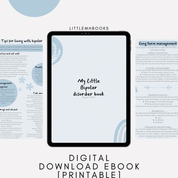 My Little Bipolar Disorder E-book, how to live with bipolar, loved ones with bipolar, support, mental health, DIGITAL DOWNLOAD, printable