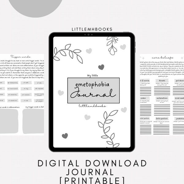 My Little Emetophobia Journal, recovery, self-help, mental health, DIGITAL DOWNLOAD, PRINTABLE, mental health journal, self-help journal