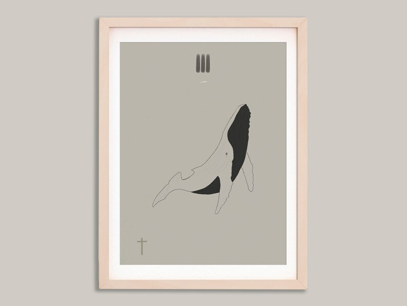 Jonah and the Whale, Hand-drawn, Minimalist Religious Poster, Bible ...