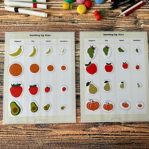 Learning Sizes, Size Sorting, Toddler Activity Printable, Preschool Printable, Homeschool Activity, Sort by Size, Busy Book Printable,