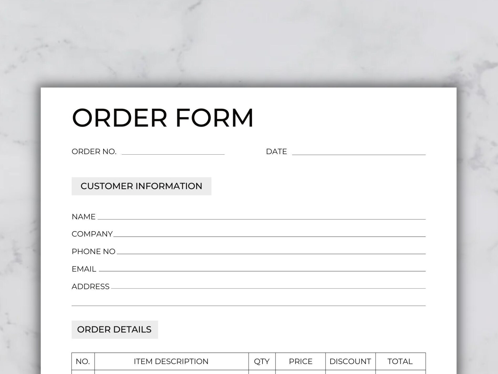 Fillable Order Form Template Printable Order Form for Small Business Fillable Order Form Template Printable Order Form for Small Business