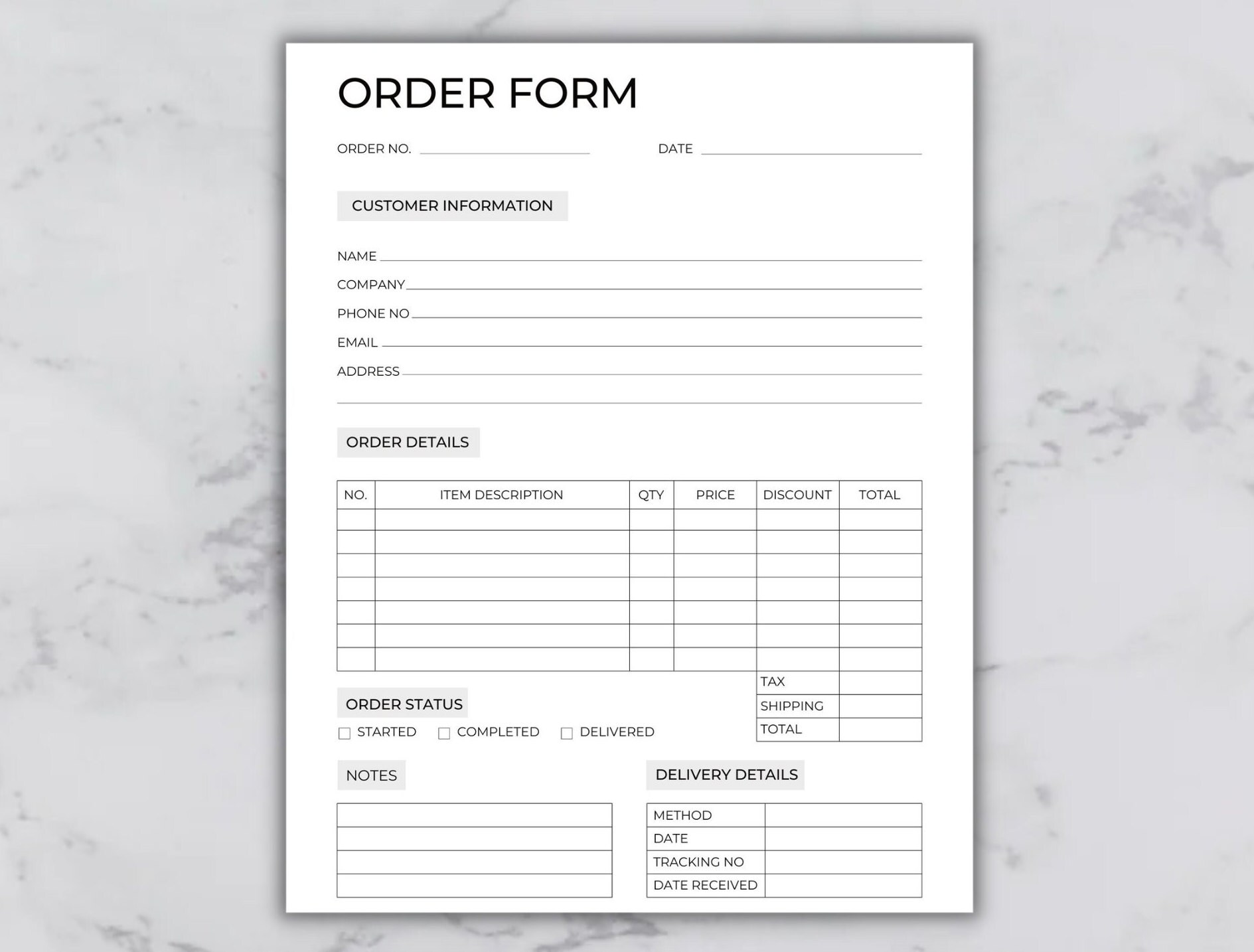 Fillable Order Form Template Printable Order Form for Small Business Fillable Order Form Template Printable Order Form for Small Business