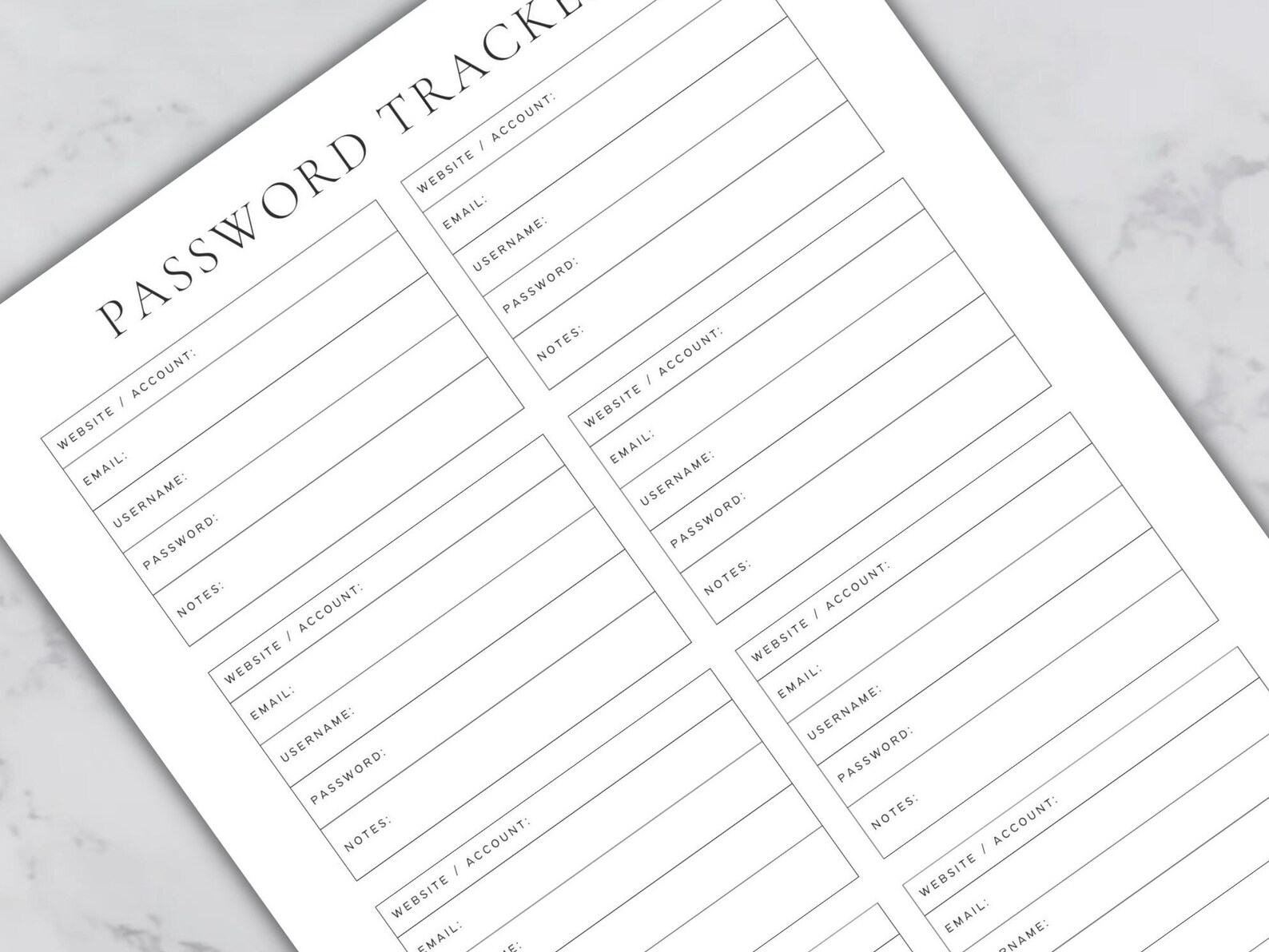 Password Tracker Printable & Fillable, Password Keeper, Password
