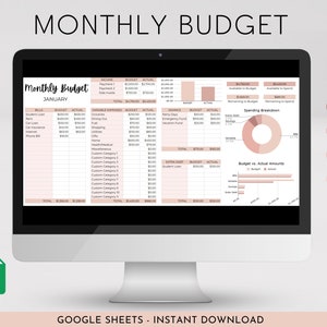 Monthly Budget Spreadsheet, Googlesheets Template, Budget Planner, Financial Planner, Monthly Expense Tracker, Savings, Bills Tracker, Boho
