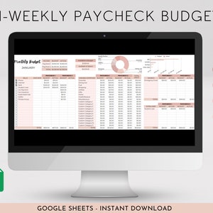 Bi-weekly Budget Spreadsheet, Budget by Paycheck Planner, Google Sheets Budget Template, Monthly Expense Tracker, Savings, Bills, Boho