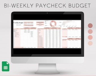 Bi-weekly Budget Spreadsheet, Budget by Paycheck Planner, Google Sheets Budget Template, Monthly Expense Tracker, Savings, Bills, Boho