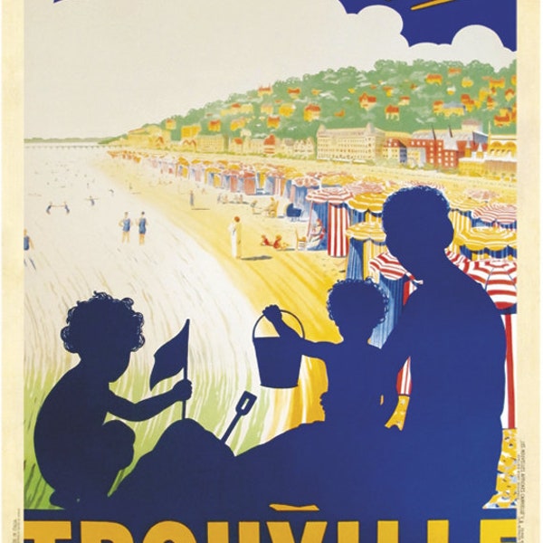 Affiche Vintage  Publicités d'Antan Tourisme Villes de France  -Trouville - Poster Décoration Murale A3+ (32 x 45 cm).