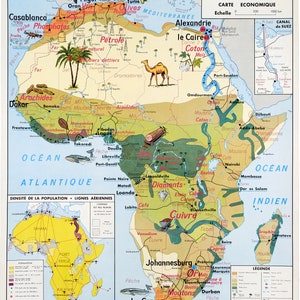 Vintage School Poster World Maps - Africa Economy - Poster Decorazione Murale A3+ (32 x 45 cm).