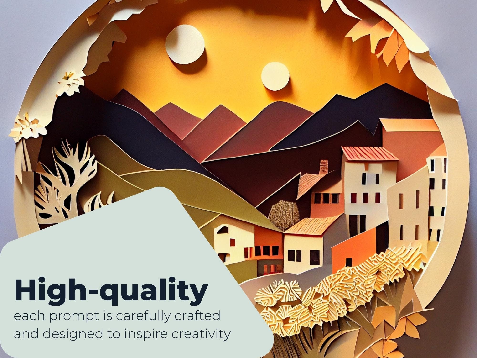 Cut Paper Landscapes Professional AI Prompt for Midjourney Etsy