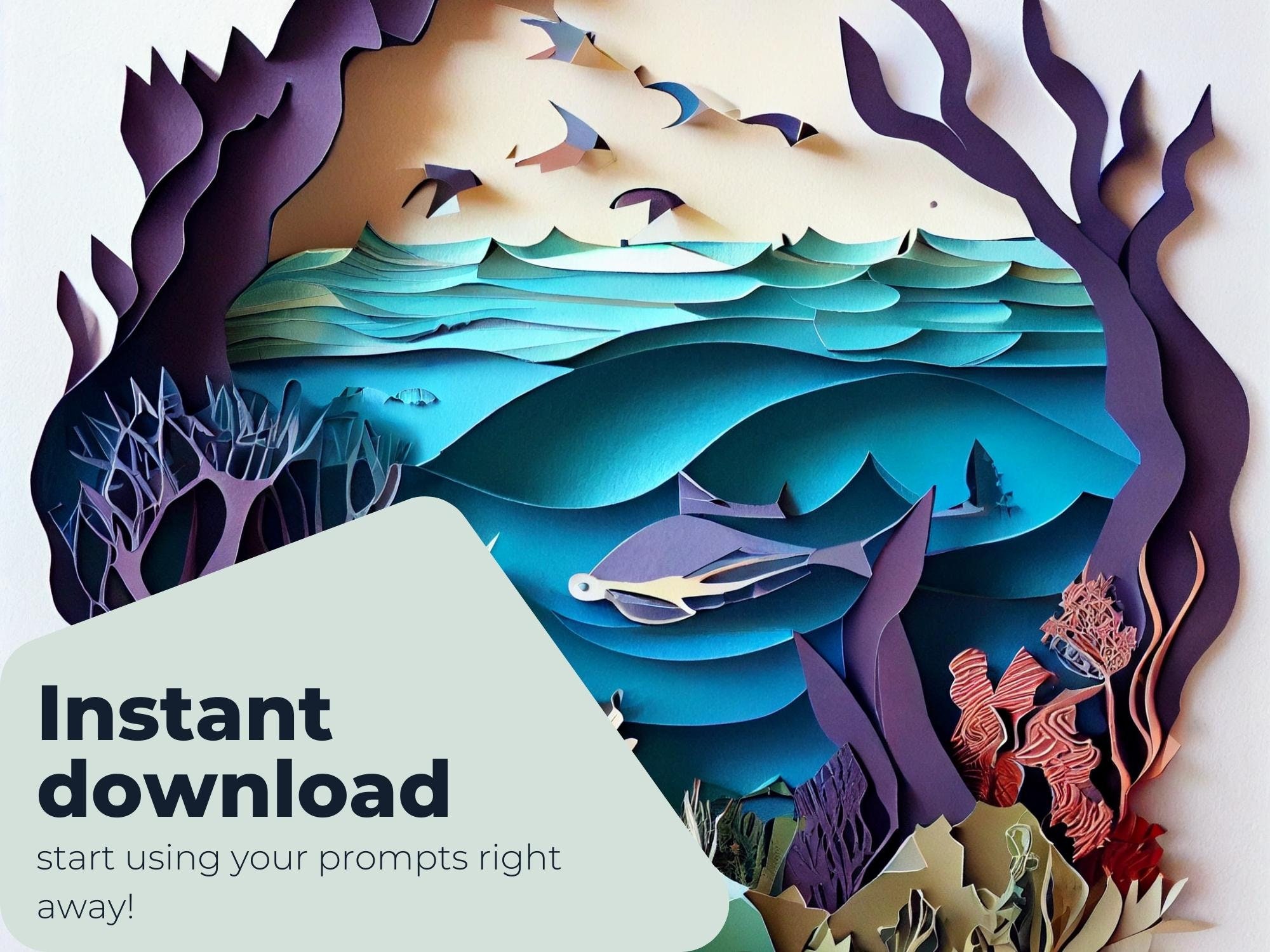 Cut Paper Landscapes Professional AI Prompt for Midjourney Etsy