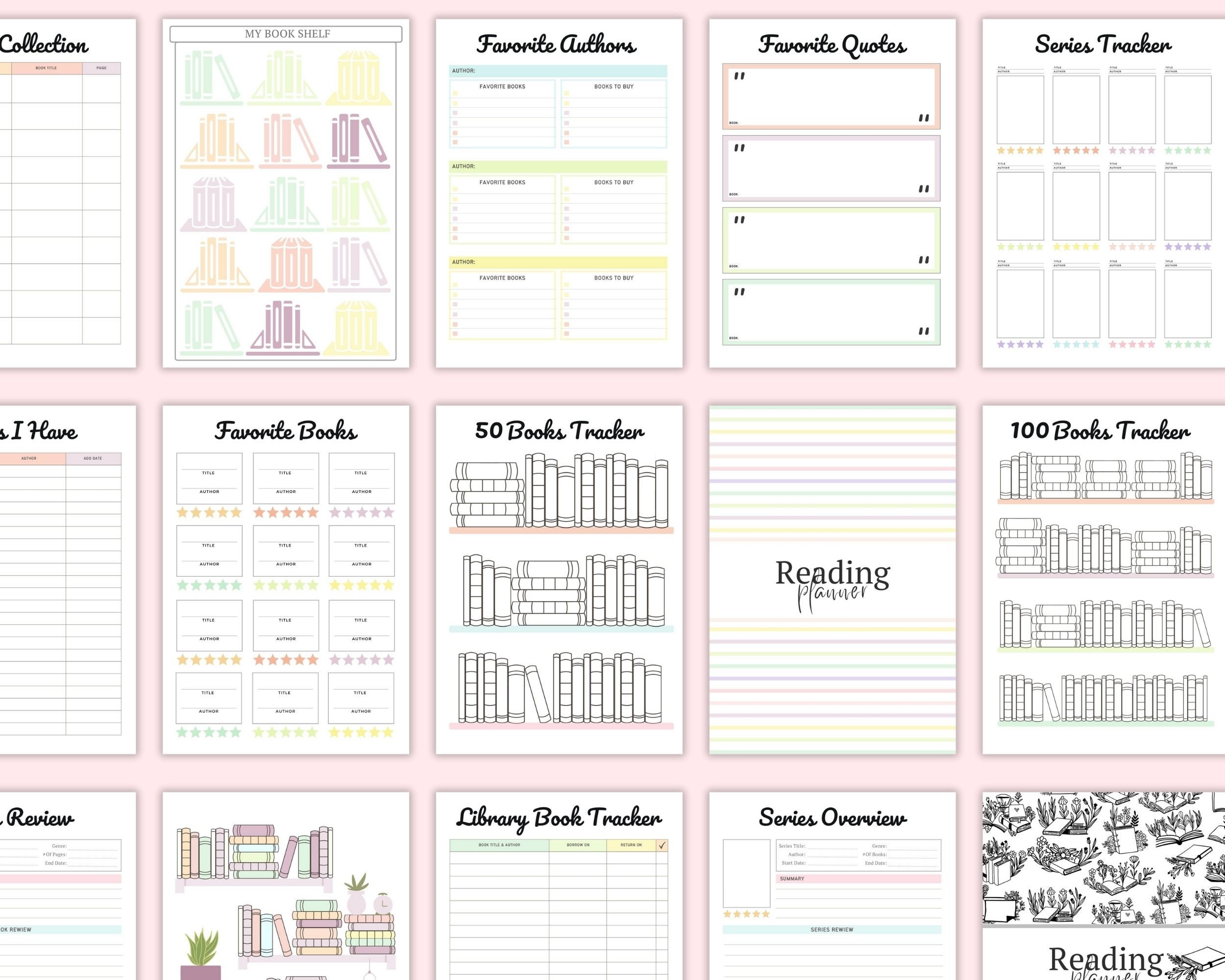 Book Reading Planner Bundle Printable, Book Tracker, Reading Challenges ...
