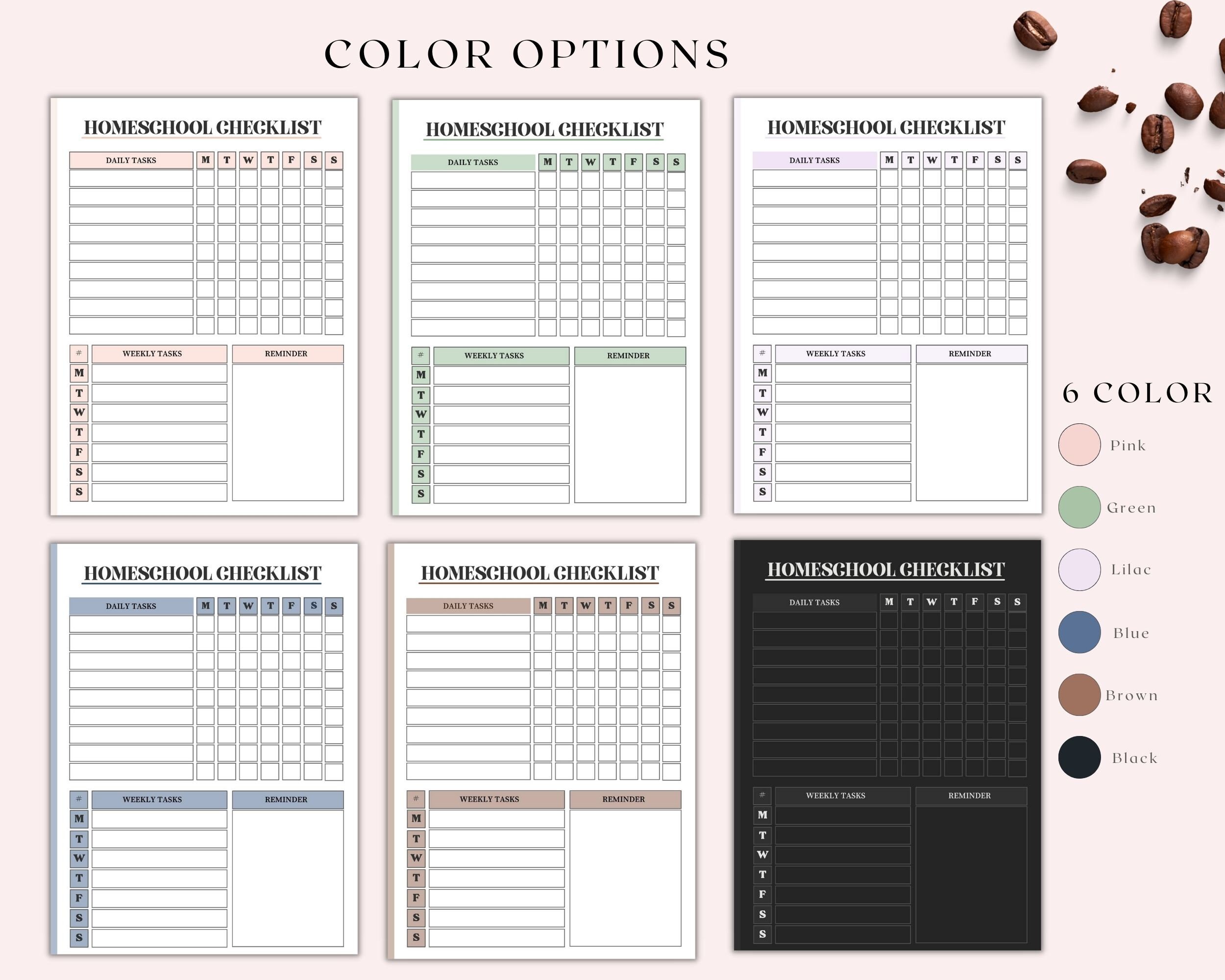 Homeschool daily checklist otosection
