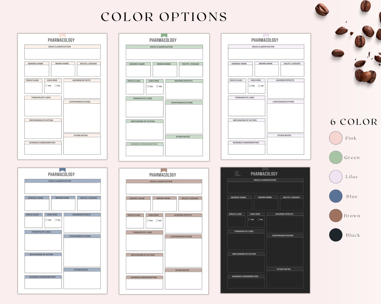 Printable Pharmacology Template Nursing Student Study Notes (digital