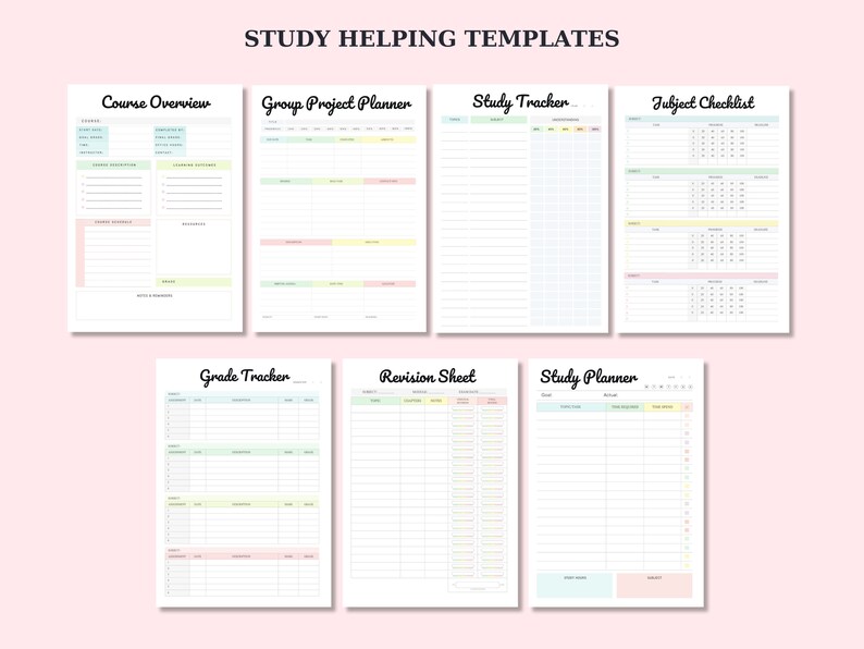 Printable Student Planner Bundle: Academic Study Tracker (PDF Download ...
