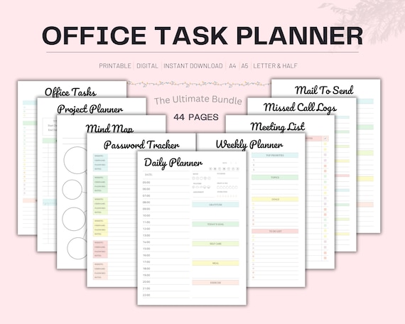 Office Task Planner Bundle: Printable Work Schedule (Digital Download)