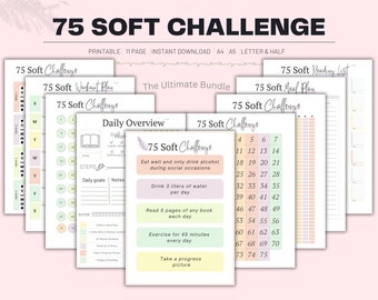 75 Soft Challenge Tracker, Daily 75 Soft Challenge journal, 75 Soft Challenge, 75 Day Challenge Printable, Fitness Journal, Habit Tracker