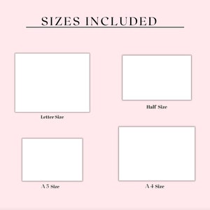 Pu&ograve; includere: Una grafica che mostra quattro diverse dimensioni di carta: Letter, Half, A5 e A4. La grafica &egrave; su uno sfondo rosa.