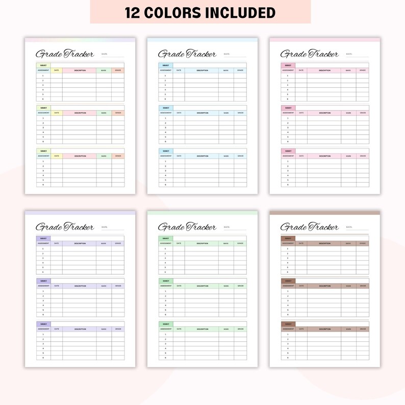Grade Tracker, Printable Assignment Log, Grade Sheet, Homeschool ...