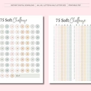 75 Soft Challenge Tracker, Daily 75 Soft Challenge journal, 75 Soft Challenge, 75 Day Challenge Printable, Fitness Journal, Habit Tracker image 3