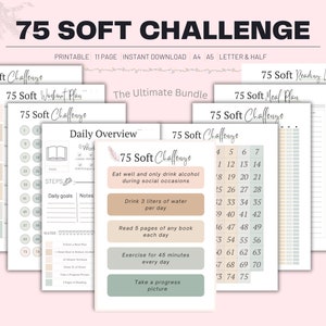 75 Soft Challenge Tracker, Daily 75 Soft Challenge journal, 75 Soft Challenge, 75 Day Challenge Printable, Fitness Journal, Habit Tracker