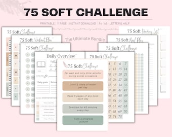 75 Soft Challenge Tracker, diario diario 75 Soft Challenge, 75 Soft Challenge, 75 Day Challenge imprimible, Fitness Journal, Habit Tracker