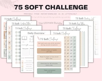 75 Soft Challenge Tracker, Diario giornaliero 75 Soft Challenge, 75 Soft Challenge, 75 Day Challenge stampabile, Diario di fitness, Tracker delle abitudini