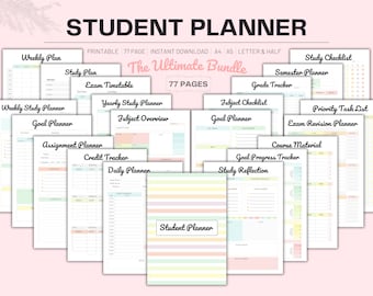 Printable Student Planner Bundle: Academic Study Tracker (PDF Download)