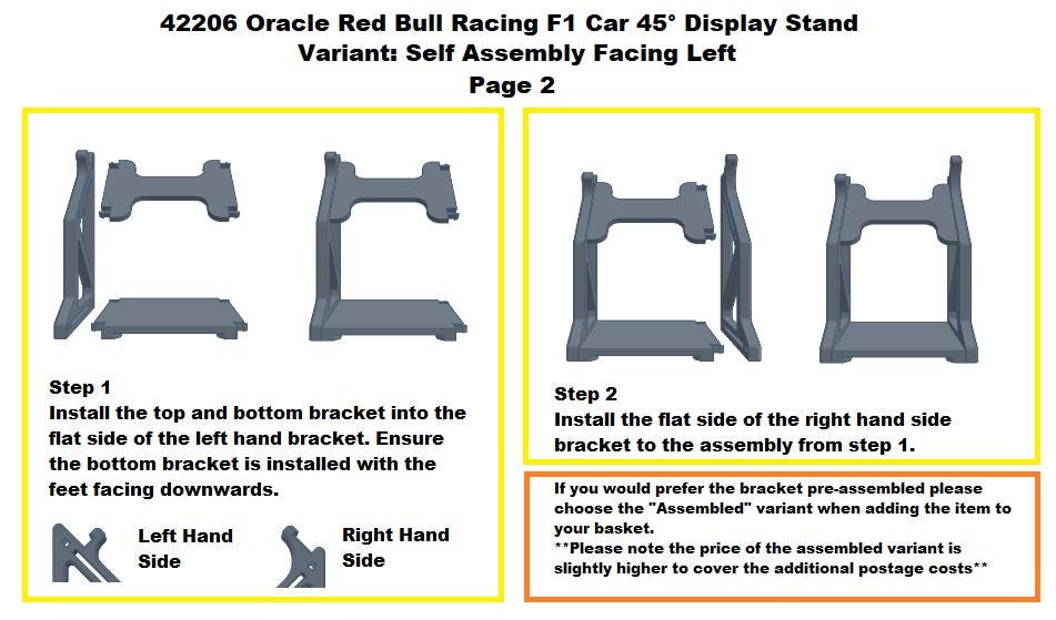Angled Display Stand LEGO 42206 Oracle Red Bull Racing RB20 F1 Car