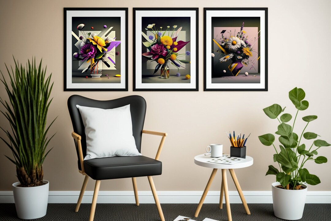 Printable Wall Art Bundle Flower Digital Wall Art Gift for Etsy