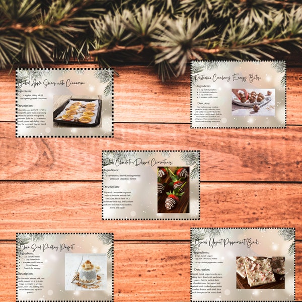 Editable healthy Christmas recipes card template, Holiday recipe card, for diet lover.