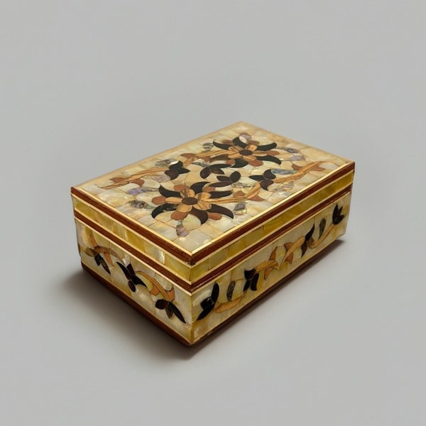 Coffret à bijoux, Boîte à bijoux rectangulaire en nacre coloré | Mosaïque Syrienne | Taille 18 * 12.5 * 7 cm
