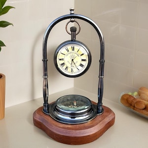 Brass Desk Clock with Custom Engraving – Personalized Table Clock, Office Decor Gift, Anniversary or Retirement Keepsake , Gift for Husband