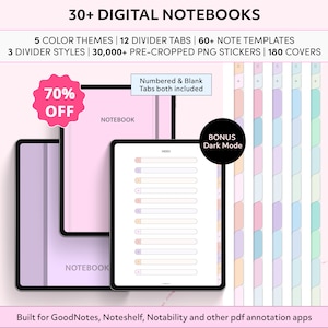Digital Notebook, Student Notebook, GoodNotes Notebook, iPad Notebook, Notability Notebook, iPad Journal, Portrait Notebook, Pastel Notebook