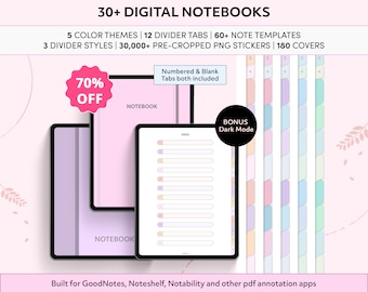 デジタル ノートブック、学生用ノートブック、GoodNotes ノートブック、iPad ノートブック、Notability ノートブック、iPad ジャーナル、ポートレート ノートブック、パステル ノートブック