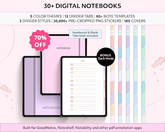 Digital Notebook, Student Notebook, GoodNotes Notebook, iPad Notebook, Notability Notebook, iPad Journal, Portrait Notebook, Pastel Notebook