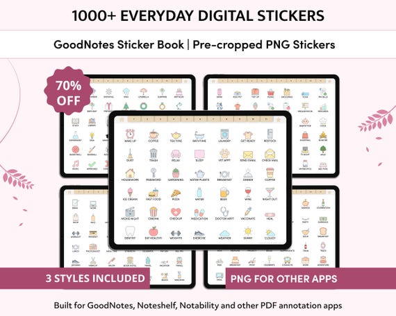 Everyday Digital Stickers, Digital Planner Stickers, Cute Daily Life Stickers, GoodNotes Stickers, iPad Stickers, Precropped PNG Stickers
