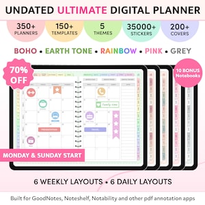 Undated Digital Planner, GoodNotes Planner, iPad Planner, Notability Planner, Daily Planner, Weekly Planner, Digital Journal
