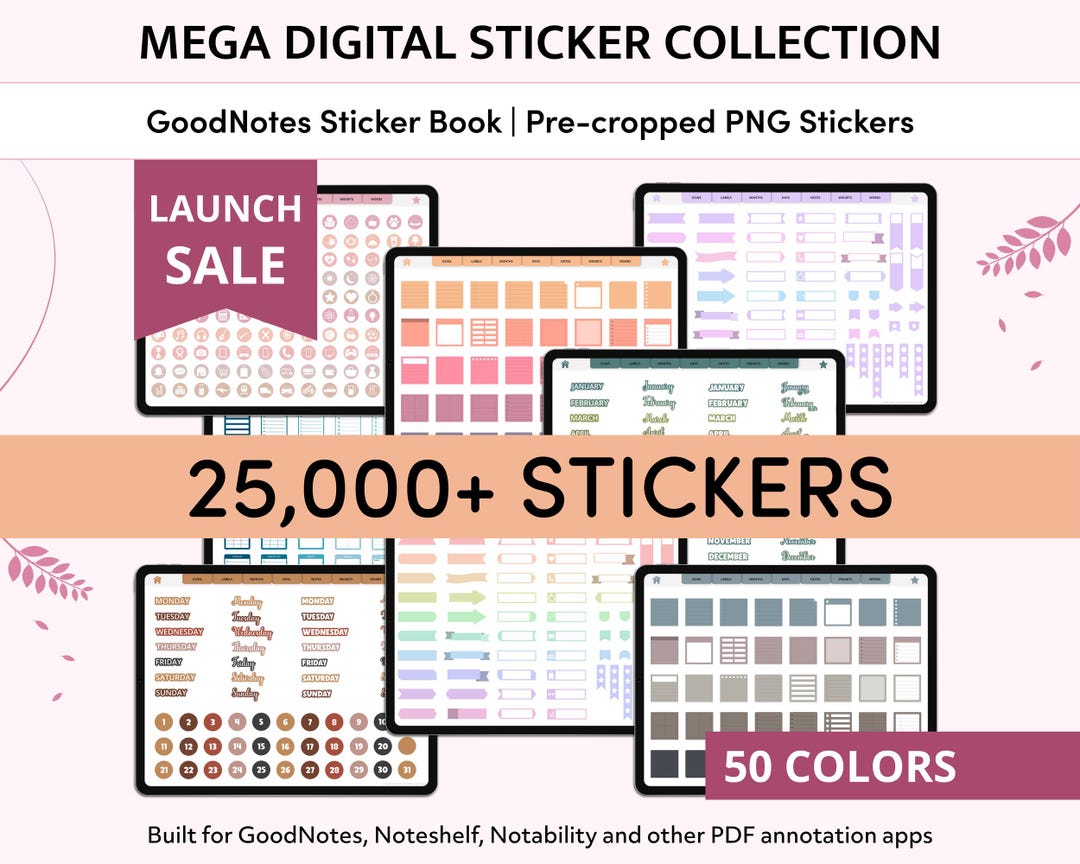 25,000+ Digital Planner Stickers, Goodnotes Sticker Book, iPad Stickers ...