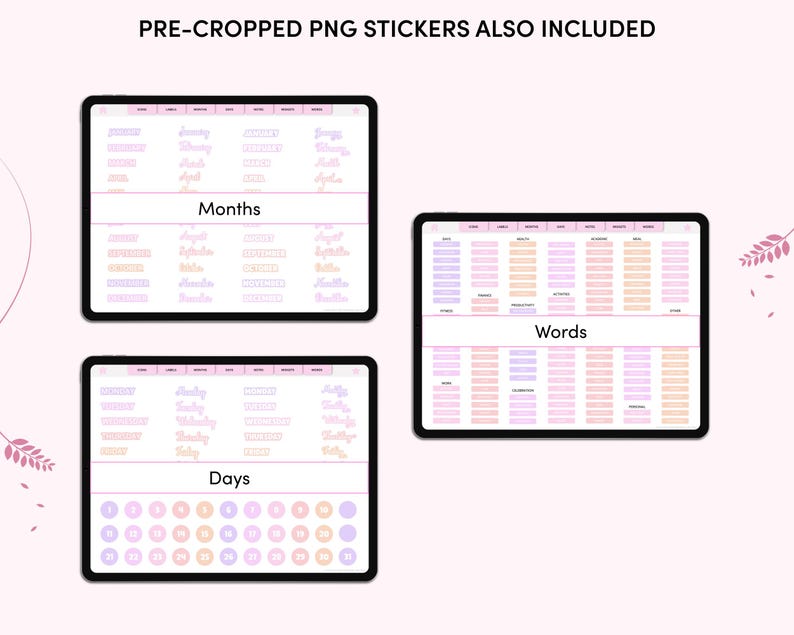 Pink Digital Planner Stickers, Goodnotes Sticker Book, Cute iPad ...