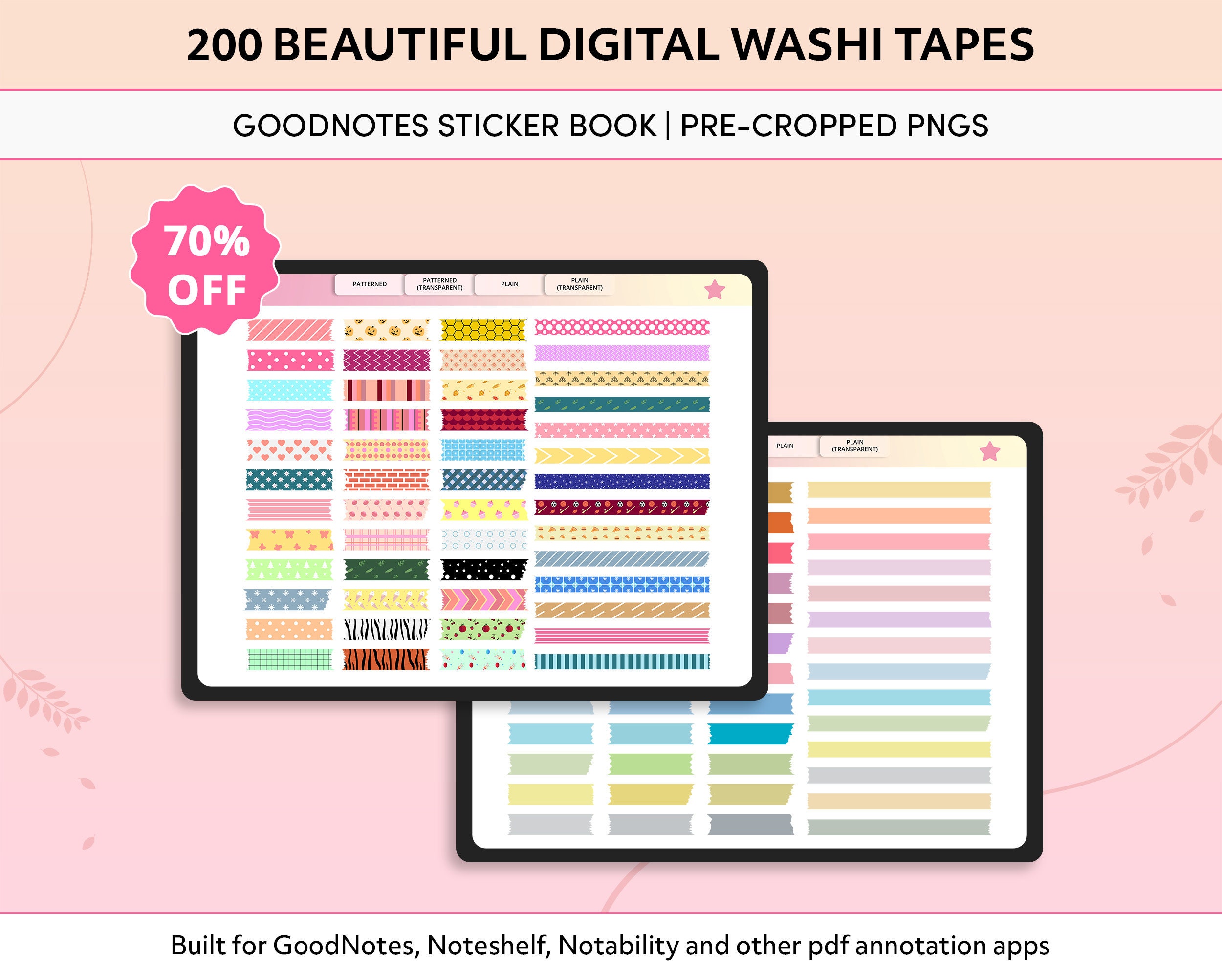 Boho Digital Washi Tape Graphic by emmaloustudioco · Creative