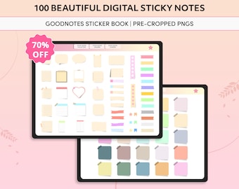 100 Digital Sticky Notes, GoodNotes Stickers, Digital Planner Stickers, Pre-cropped PNGs, iPad Stickers, OneNote Stickers, PNG Stickers