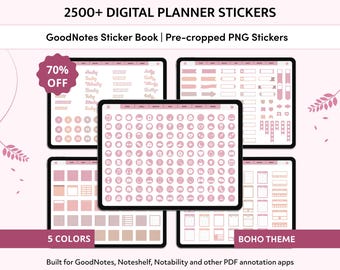 Boho Digital Planner Stickers for GoodNotes and Other Note-Taking Apps