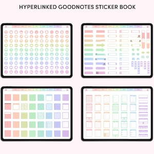 Digitala planeringsklistermärken i regnbågsfärg, GoodNotes-klistermärkesbok, pastellfärgade iPad-klistermärken, förbeskurna PNG-klistermärken, självhäftande anteckningar, vardagsklistermärken bild 3