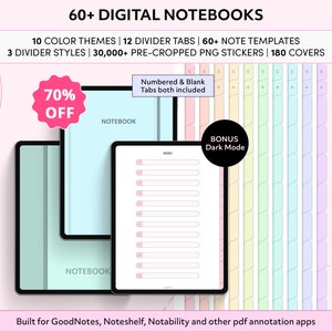 Digital Notebook, Student Notebook, GoodNotes Notebook, iPad Notebook, Notability Notebook, iPad Journal, Portrait Notebook, Pastel Notebook
