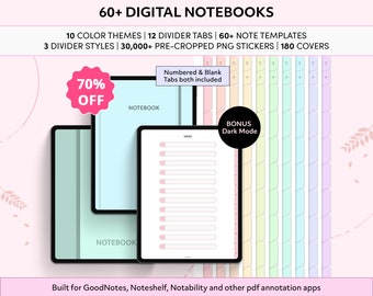 Digital Notebook, Student Notebook, GoodNotes Notebook, iPad Notebook, Notability Notebook, iPad Journal, Portrait Notebook, Pastel Notebook