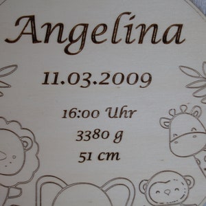 Namensschild, Geburtsschild aus Holz. personalisierte Geschenkidee zur Geburt , Taufe Bild 2