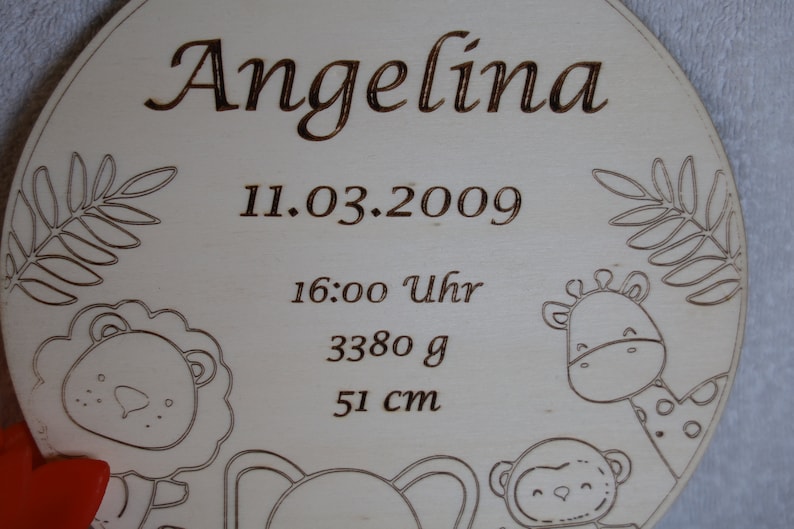 Namensschild, Geburtsschild aus Holz. personalisierte Geschenkidee zur Geburt , Taufe Bild 2