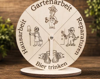 Beer Clock, Wine Clock, Whisky Clock, Funny Gift for Men and Women, Made of Wood, Diameter 20 cm