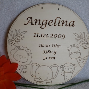 Namensschild, Geburtsschild aus Holz. personalisierte Geschenkidee zur Geburt , Taufe Bild 1